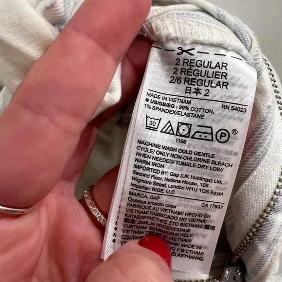 GAP Wide-leg Crop High Rise Chinos Blue and White Stripe - Picture 6 of 15